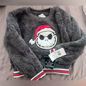 Disney Nightmare Before Christmas Jack Skellington Santa Fuzzy Crew Neck 4T NWT